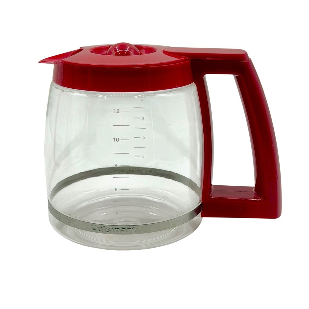Cuisinart Glass Coffee Carafe Red Lid Handle‎ 12 Cup Replacement Part